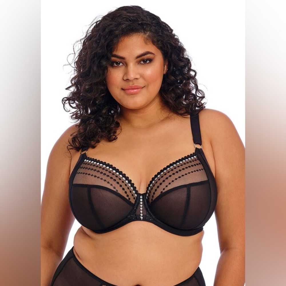 Elomi Women's Matilda Underwire Plunge Bra Size 38K Sheer Mesh